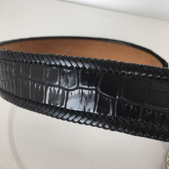 Brighton B30153 Black Croc Embossed Leather Fringe Tie Belt Women’s Size S/M main image 6